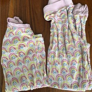 Girls Rainbow Pajama Set - Pink Trim